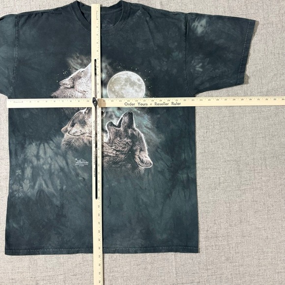 The Mountain Tie Dye 3 Wolves T Shirt XL Men Moon Dark Green Antonio Nesher 2007 - Picture 3 of 5
